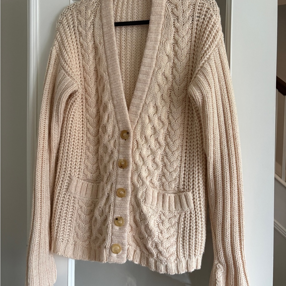 See By Chloé Cream Cable Knit Button-Front Cardigan